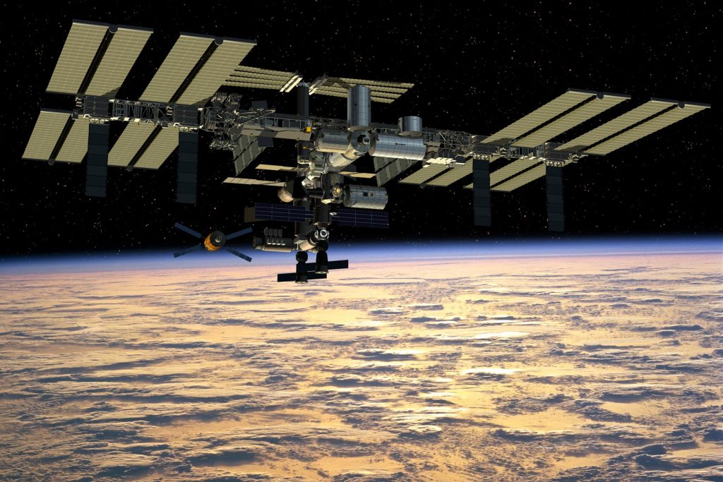 Artist s impression of the completed International Space Station pillars
