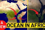 Satellitenaufnahme der ostafrikanischen Riftzone, wo durch Plattentektonik ein neuer Ozean entsteht.
